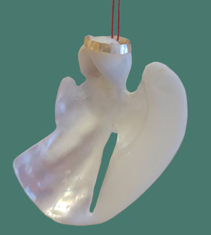 Mother of Pearl w/ Gold Lip Angel Zuni Fetish Holiday Ornament