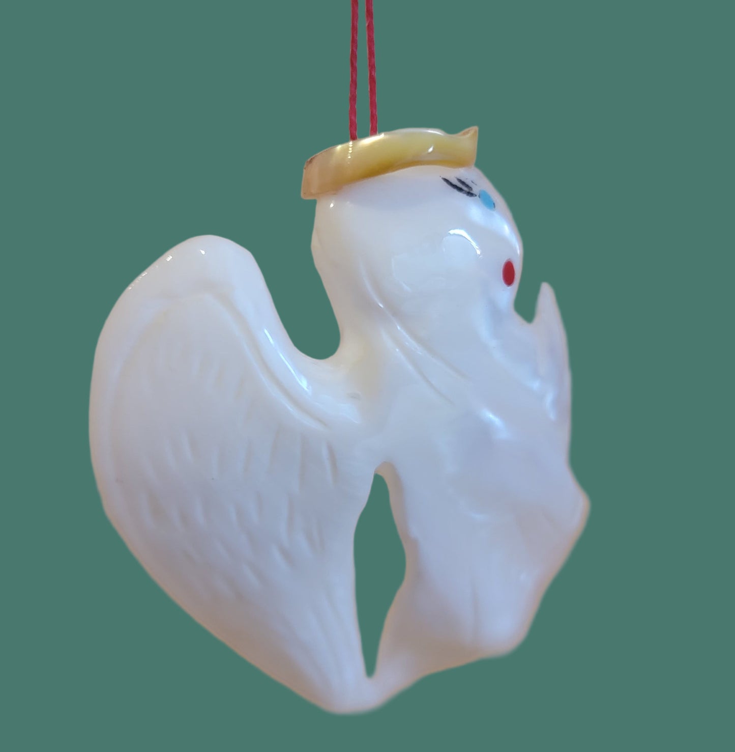 Mother of Pearl w/ Gold Lip Angel Zuni Fetish Holiday Ornament