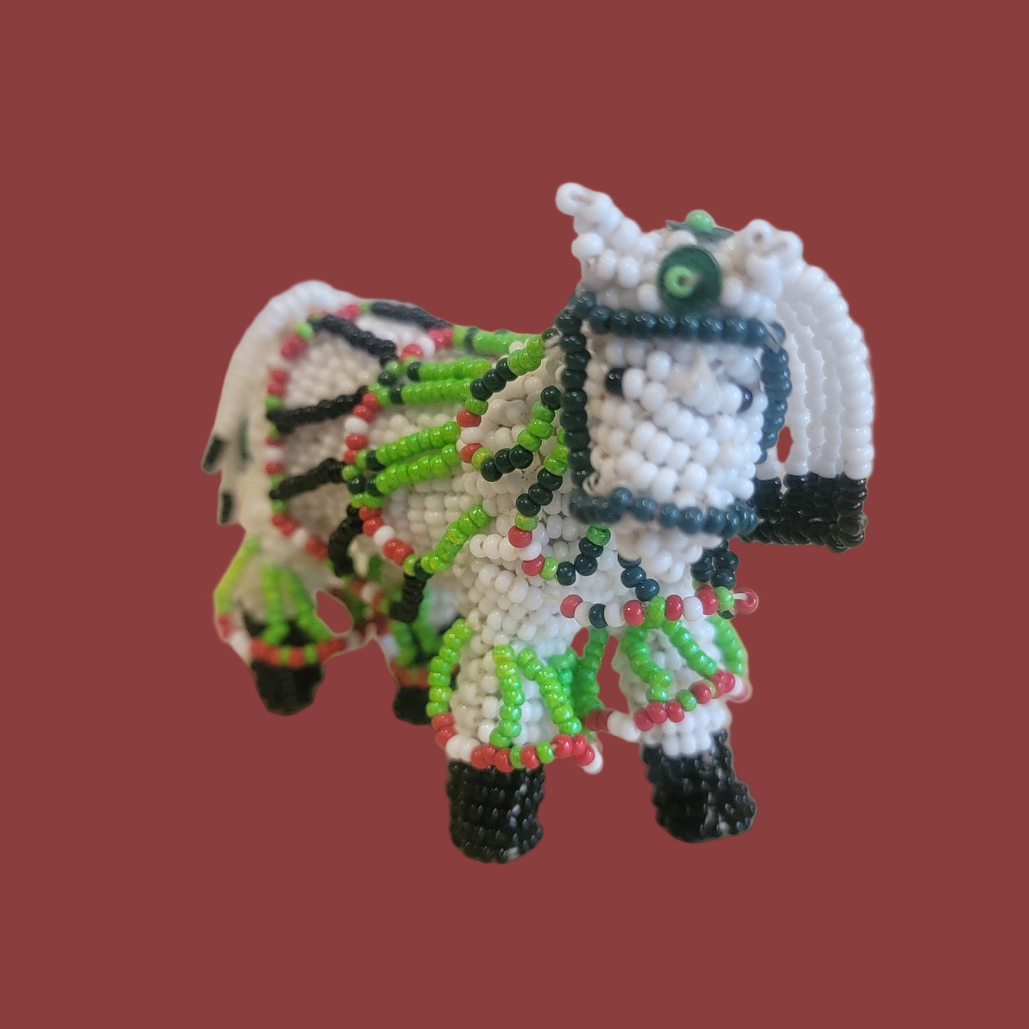 Fully Beaded Zuni Christmas / Holiday Fancy Pony Indian Beadwork