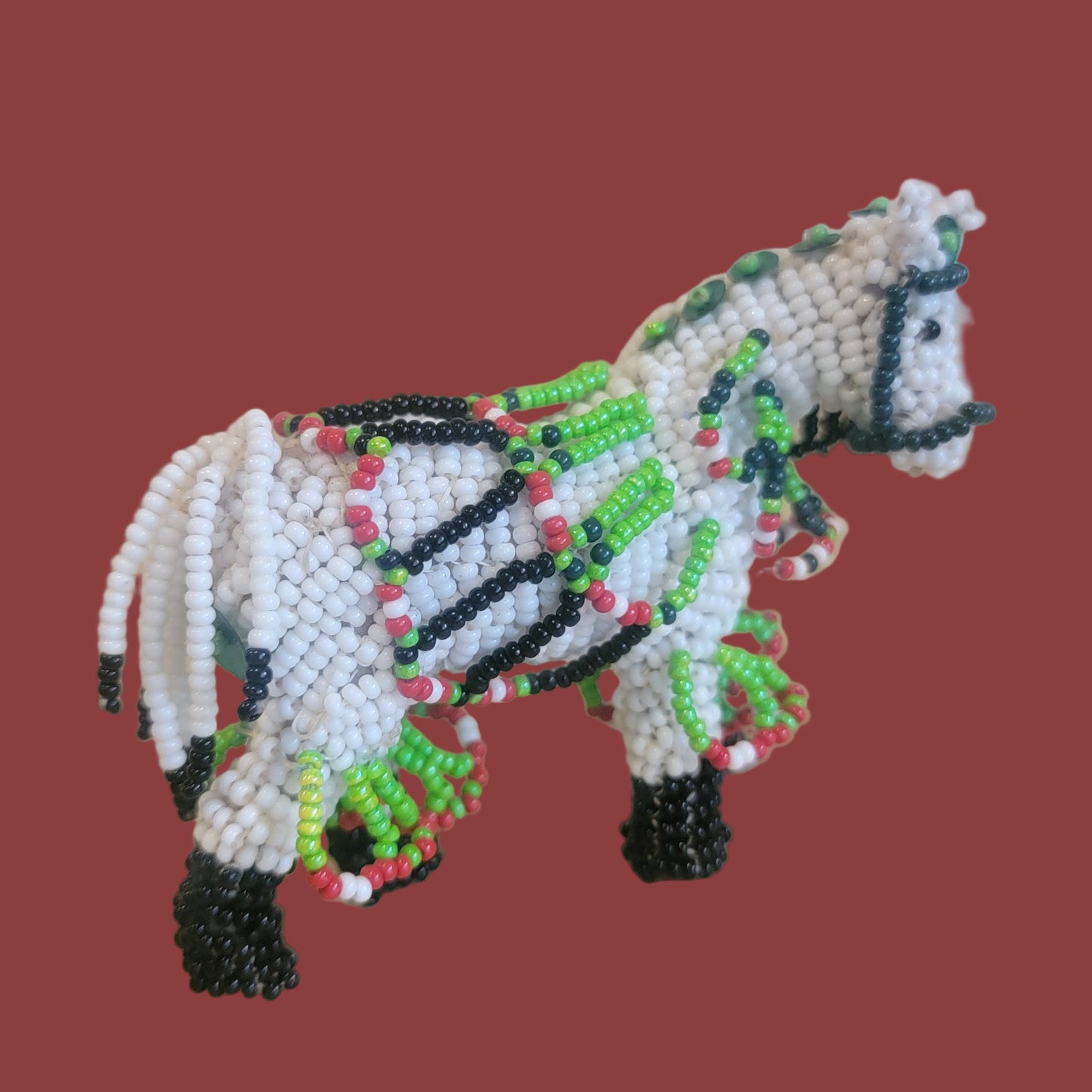 Fully Beaded Zuni Christmas / Holiday Fancy Pony Indian Beadwork