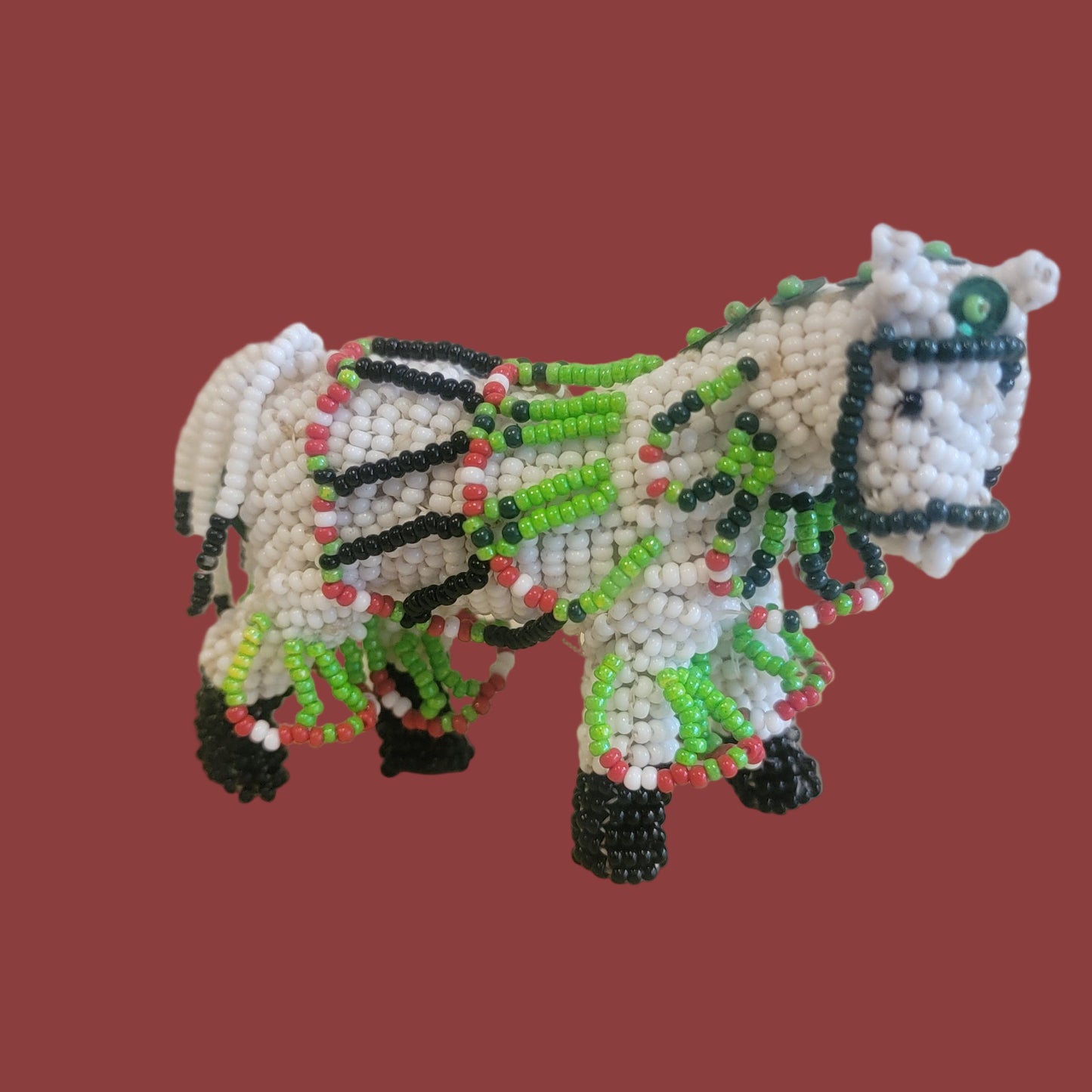 Fully Beaded Zuni Christmas / Holiday Fancy Pony Indian Beadwork