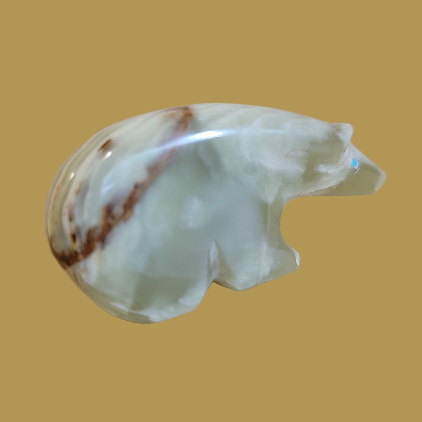 Elegant Onyx Bear w/ Colorful Heartline Zuni Fetish