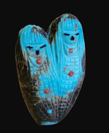 Quadruple Turquoise Zuni Maidens and Corn Maidens Zuni Fetish