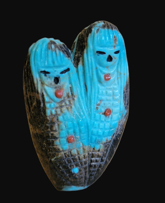 Quadruple Turquoise Zuni Maidens and Corn Maidens Zuni Fetish