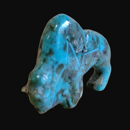 Elegant Turquoise Bison/Buffalo w/ Heartline Zuni Fetish