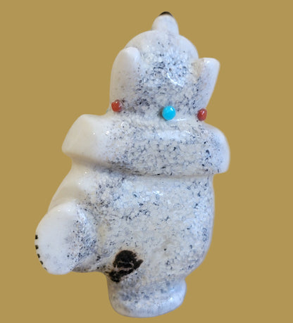 Hopping, Happy Right Footed Antler Bear Zuni Fetish