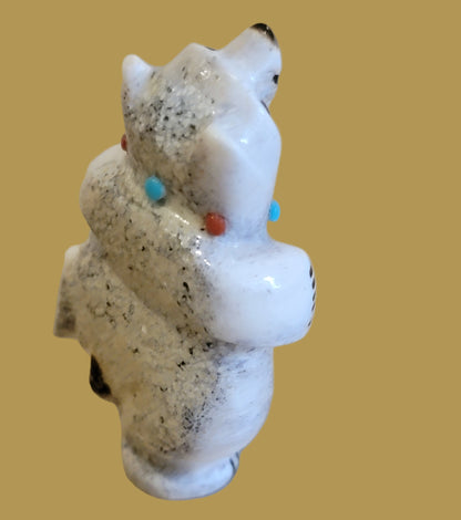Hopping, Happy Right Footed Antler Bear Zuni Fetish
