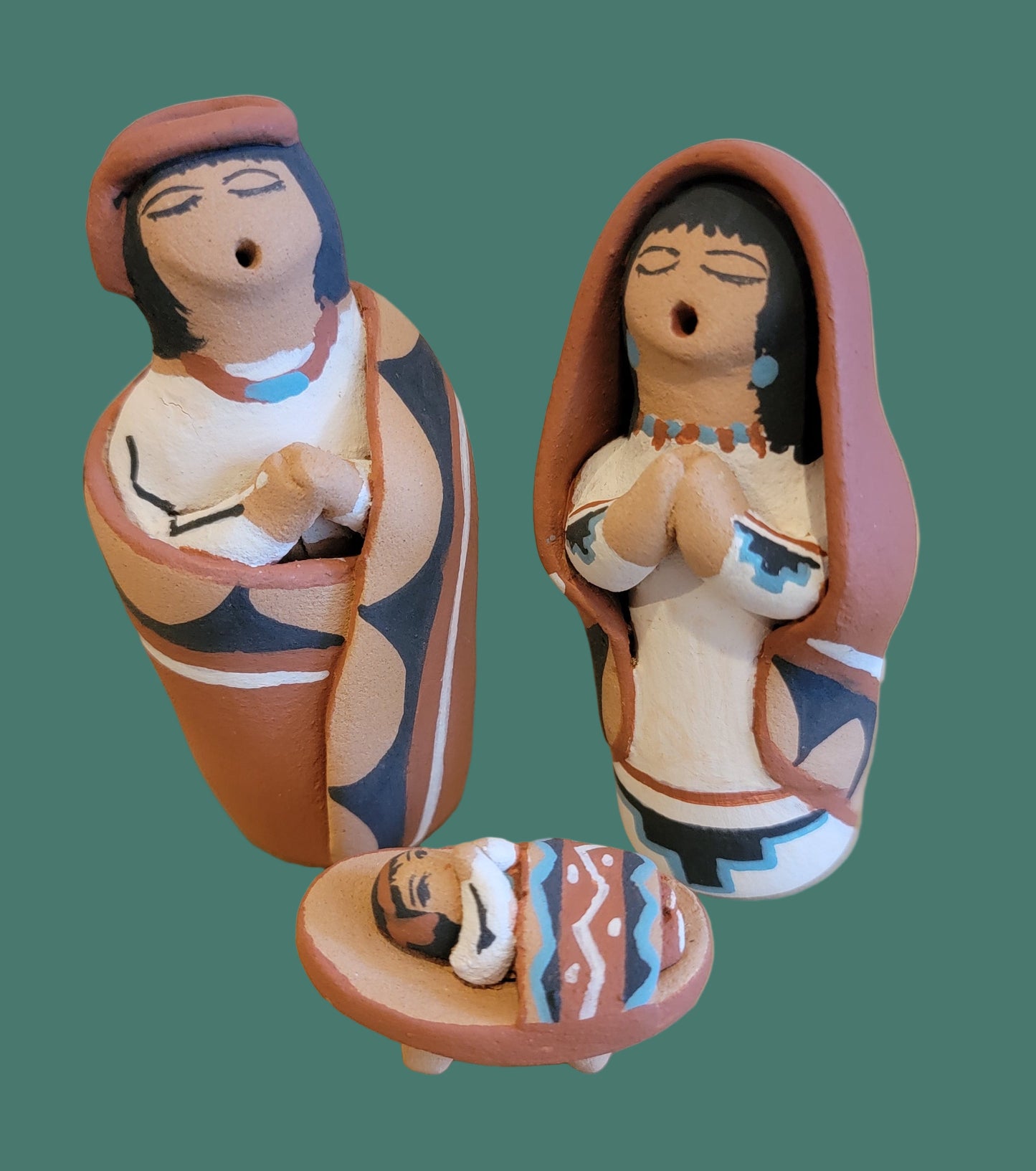 Beautiful Jemez Pueblo Pottery 3 Piece Nativity Set Pueblo Pottery