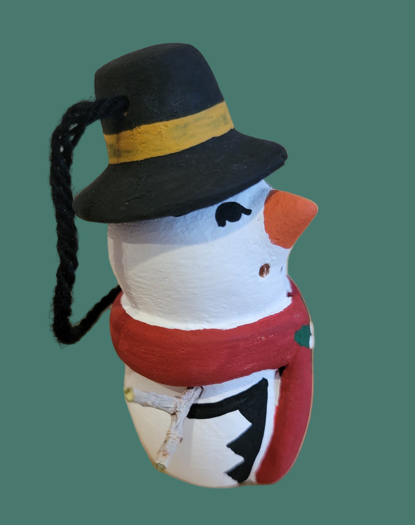 Adorable Jemez Pueblo Pottery Snowman Ornament