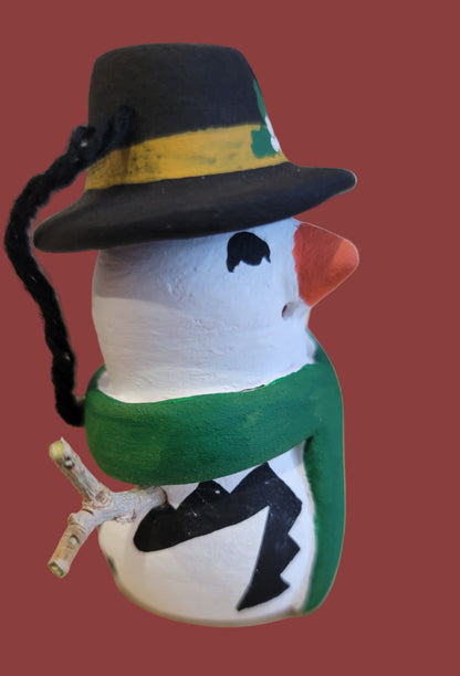 Decked Out For the Holidays Snowman Jemez Pueblo Pottery Ornament