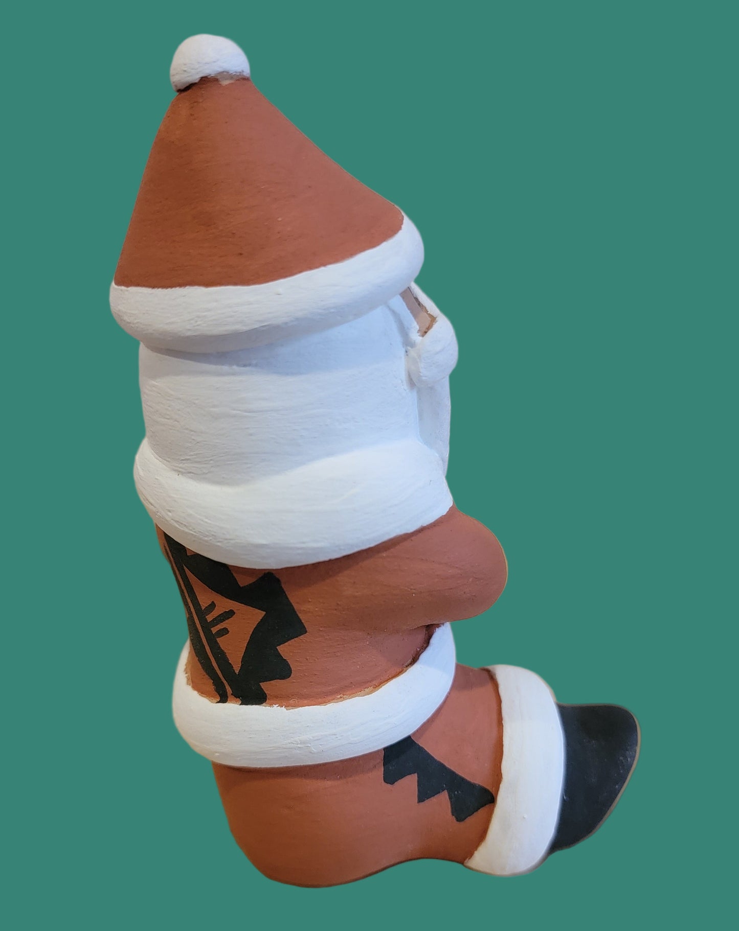 Santa Claus Jemez Pueblo Pottery Storyteller w/ One Happy Child w/ Drum