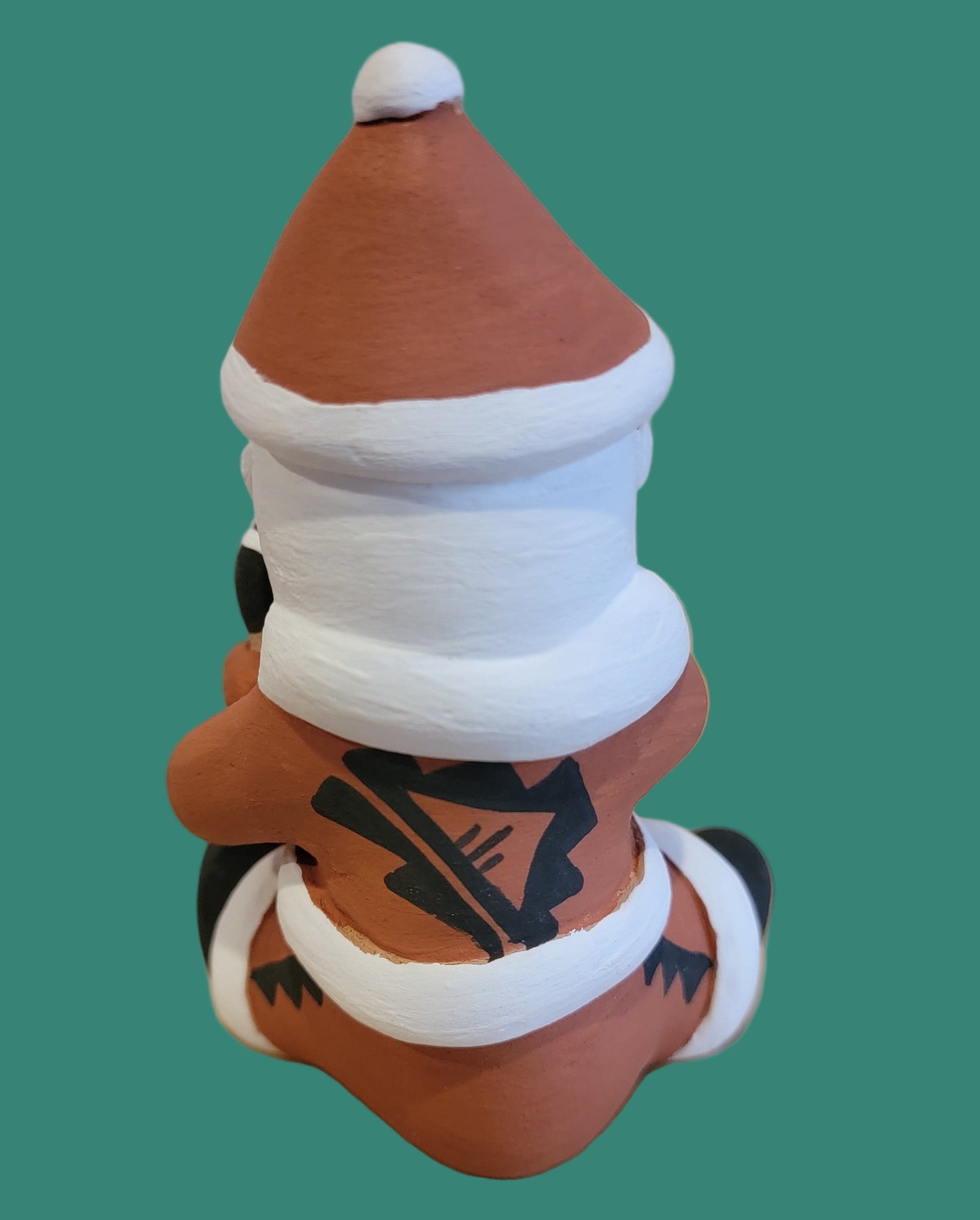Santa Claus Jemez Pueblo Pottery Storyteller w/ One Happy Child w/ Drum
