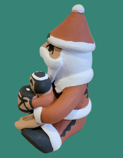 Santa Claus Jemez Pueblo Pottery Storyteller w/ One Happy Child w/ Drum