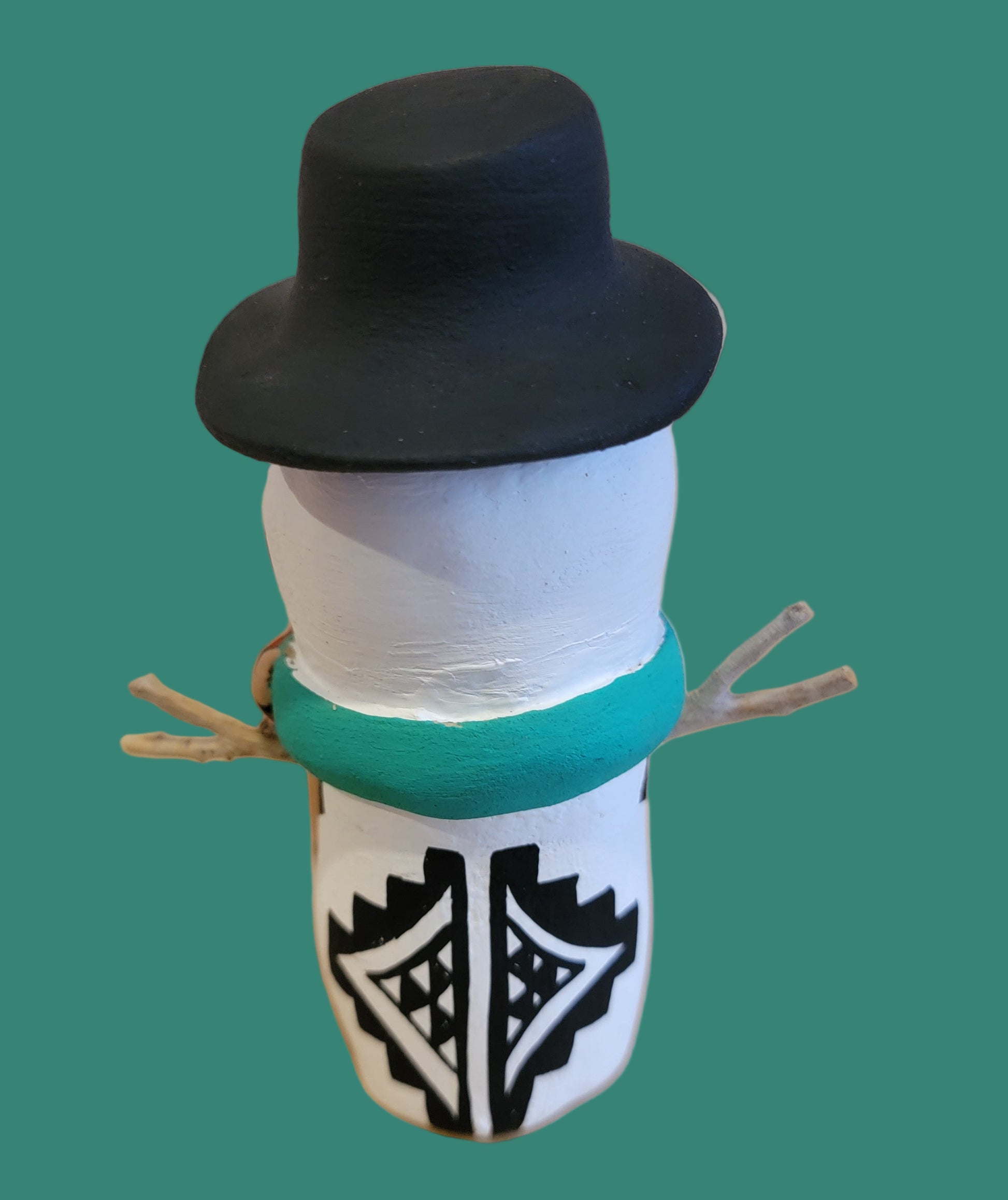 Jemez Pueblo Potter Snowman Stoyteller w/one Hugging Child