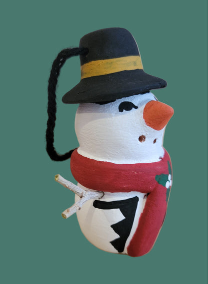 Adorable Jemez Pueblo Pottery Snowman Ornament