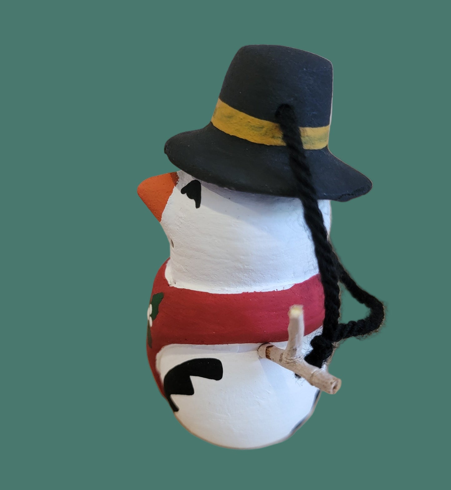 Adorable Jemez Pueblo Pottery Snowman Ornament