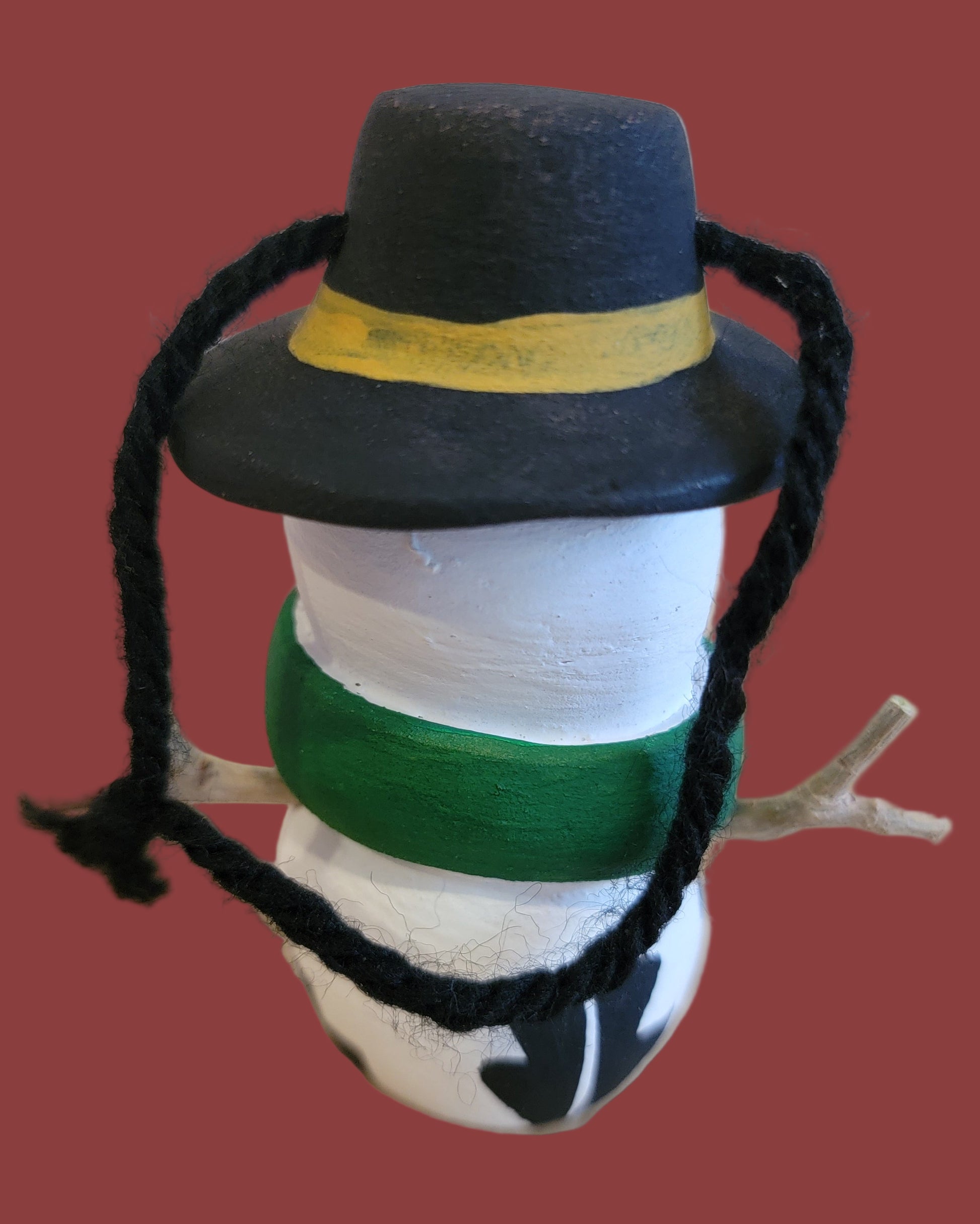 Decked Out For the Holidays Snowman Jemez Pueblo Pottery Ornament