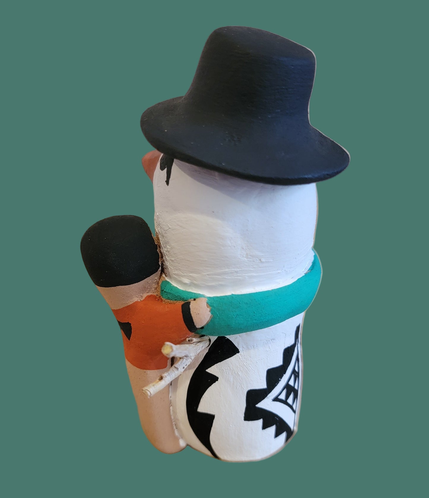 Jemez Pueblo Pottery Snowman Storyteller w/One Hugging Child