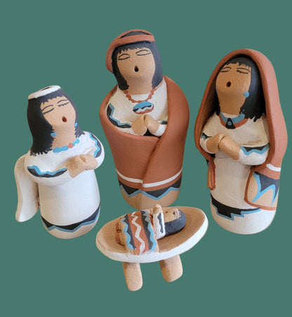 Exquisite Six Piece Jemez Pueblo Pottery Nativity Set