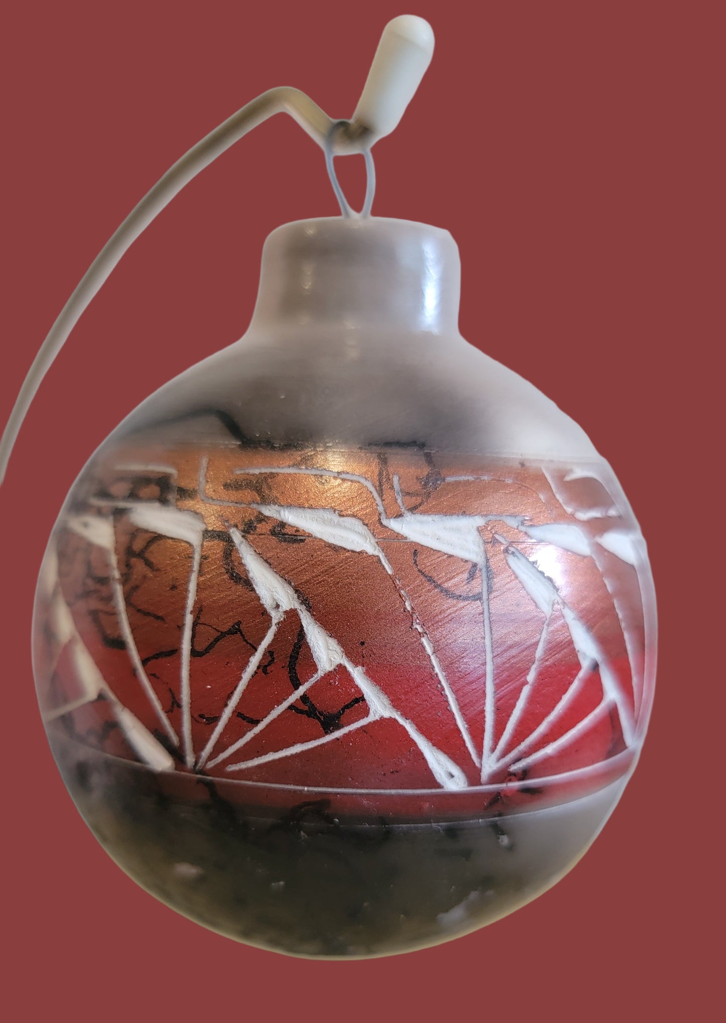 Navajo Horsehair Pottery Holiday Ornament w/ Copper Colored Etched Design