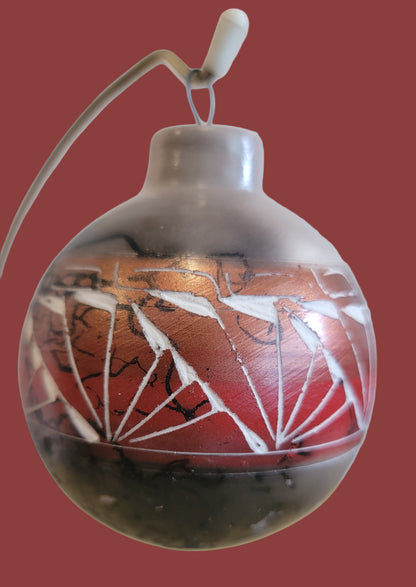 Navajo Horsehair Pottery Holiday Ornament w/ Copper Colored Etched Design