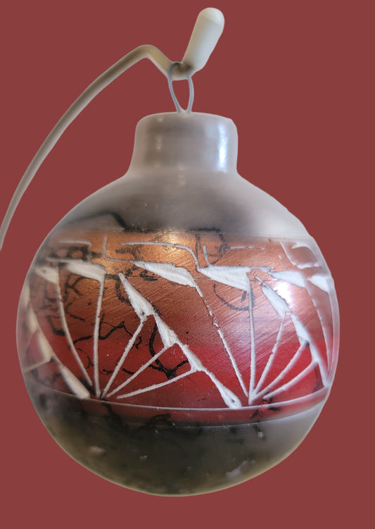 Navajo Horsehair Pottery Holiday Ornament w/ Copper Colored Etched Design