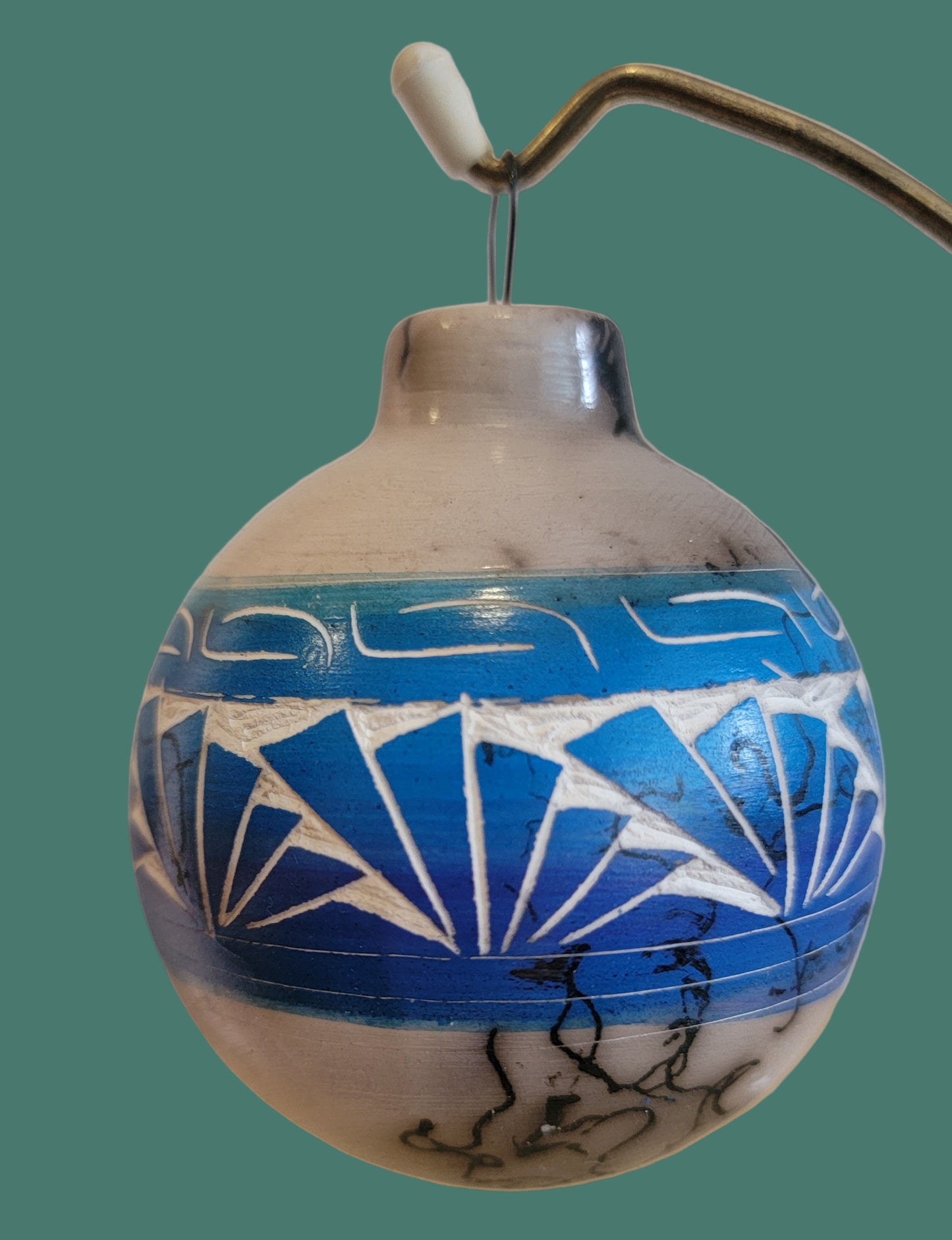 Beautiful Navajo Horsehair Pottery Holiday Ornament
