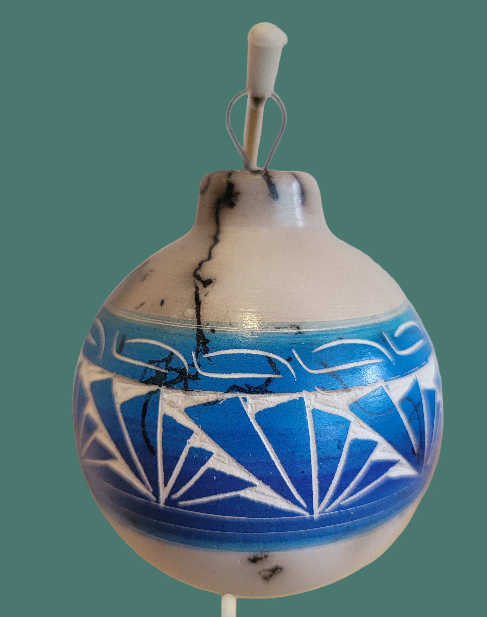 Beautiful Navajo Horsehair Pottery Holiday Ornament
