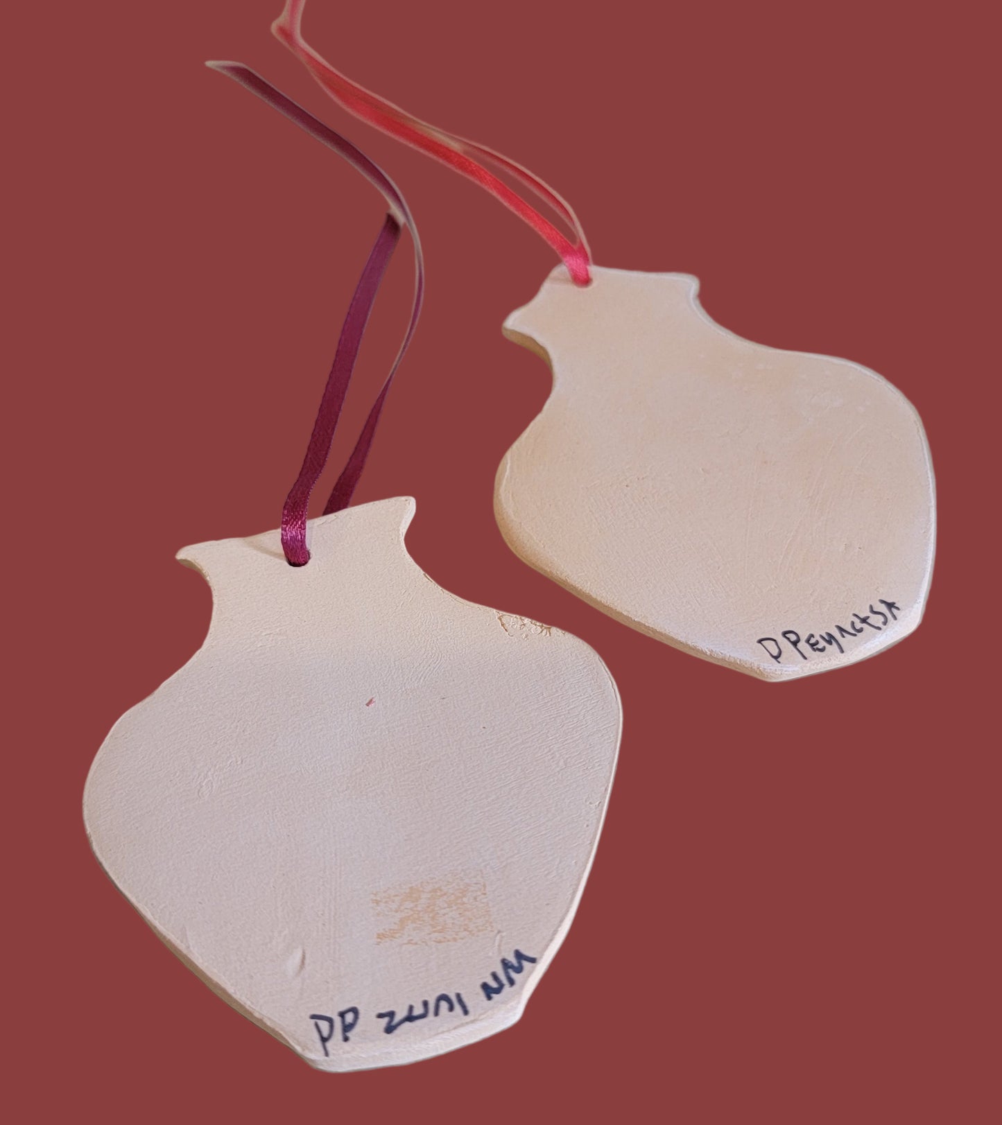 Set of Two Zuni Pueblo Pottery Ornaments w/Dragonflies