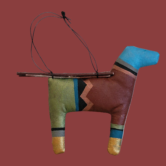 Hand Painted Navajo Leather Horse Holiday Ornament