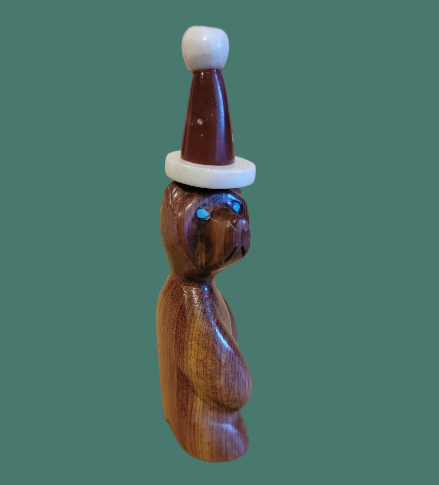 Cedar Santa Bear w/Pipestone Hat Zuni Fetish