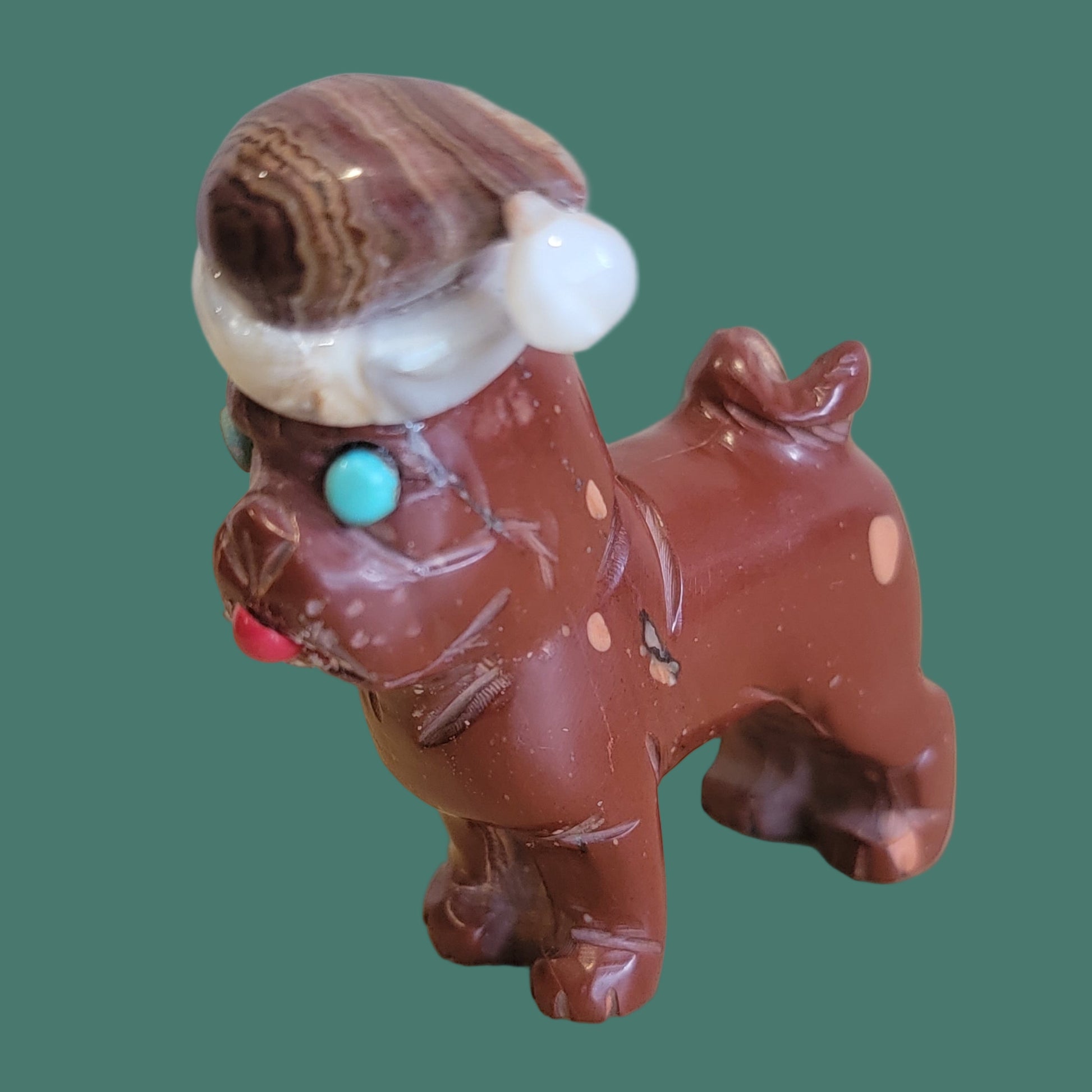 Santa Pug/Dog is Coming to Town Zuni Fetish