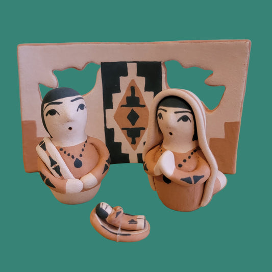 Santo Domingo Pueblo Pottery Four Piece Nativity Set