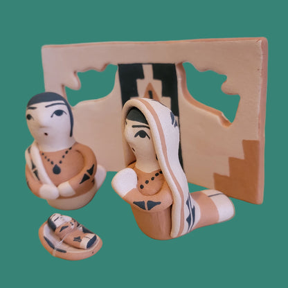 Santo Domingo Pueblo Pottery Four Piece Nativity Set