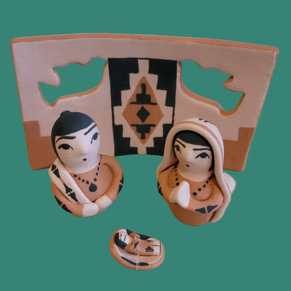 Santo Domingo Pueblo Pottery Four Piece Nativity Set