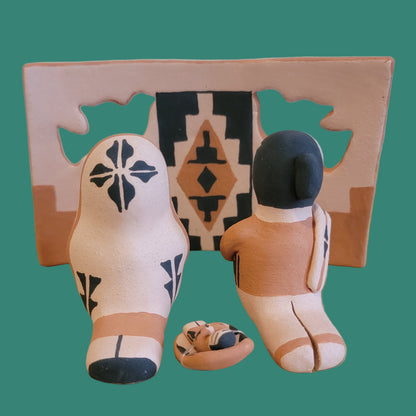 Santo Domingo Pueblo Pottery Four Piece Nativity Set
