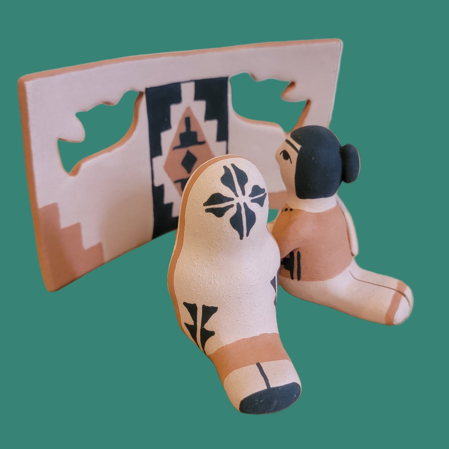 Santo Domingo Pueblo Pottery Four Piece Nativity Set