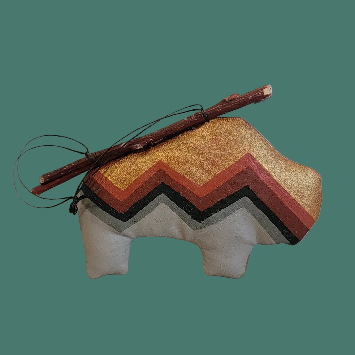 Bison/Buffalo Leather w/Twigs Handpainted Navajo Holiday Ornament