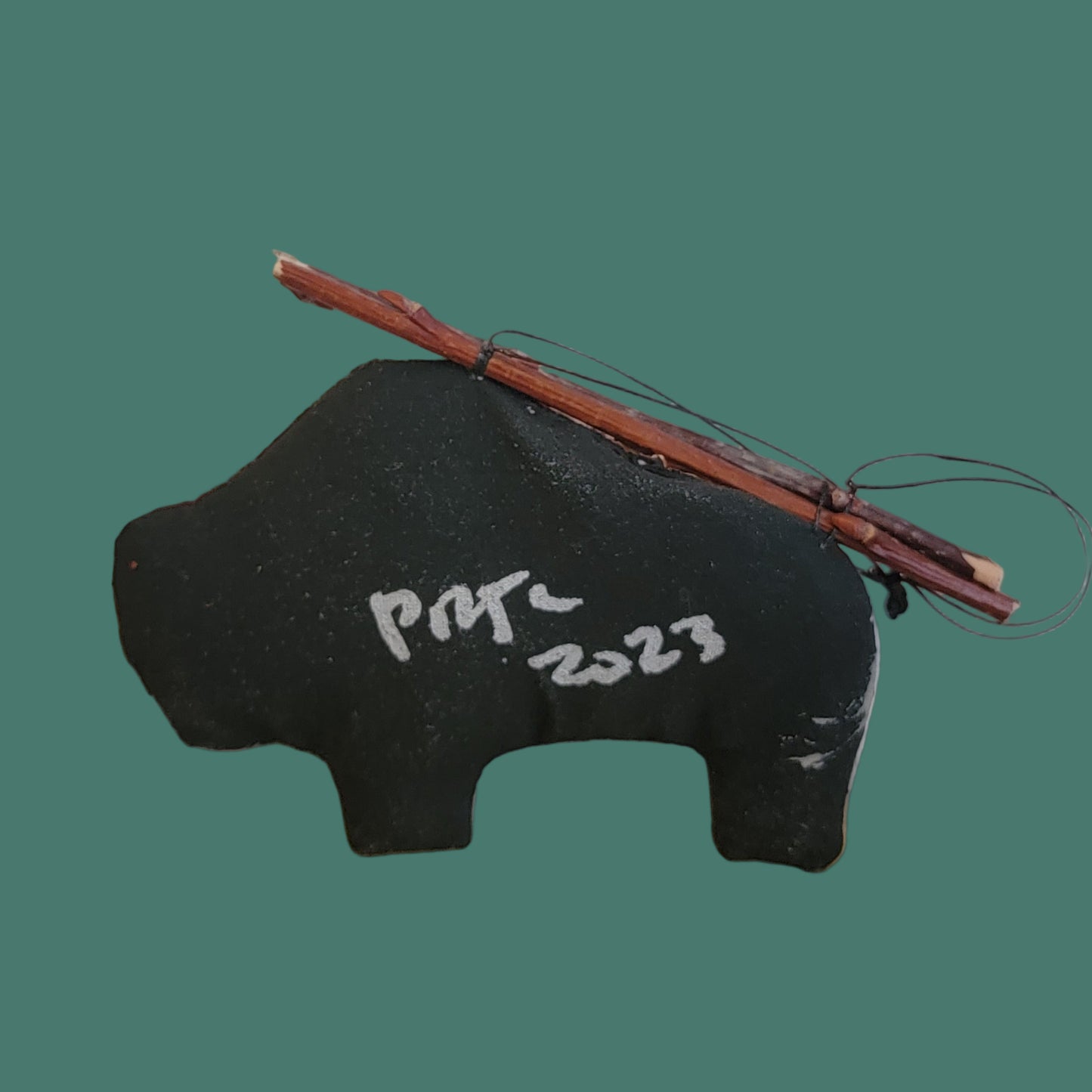 Bison/Buffalo Leather w/Twigs Handpainted Navajo Holiday Ornament