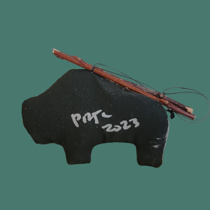 Bison/Buffalo Leather w/Twigs Handpainted Navajo Holiday Ornament