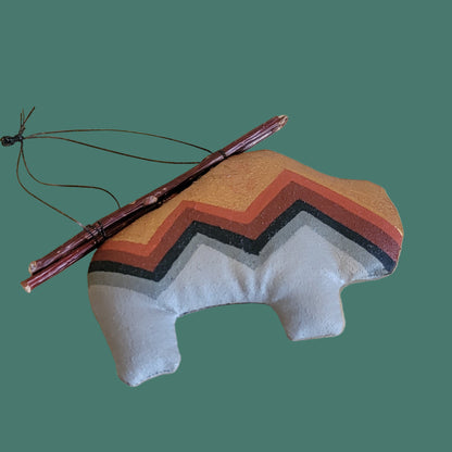 Bison/Buffalo Leather w/Twigs Handpainted Navajo Holiday Ornament