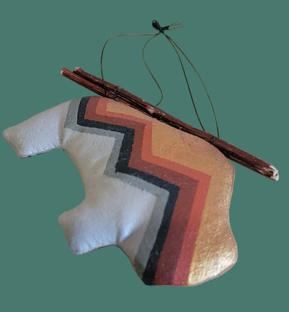 Bison/Buffalo Leather w/Twigs Handpainted Navajo Holiday Ornament
