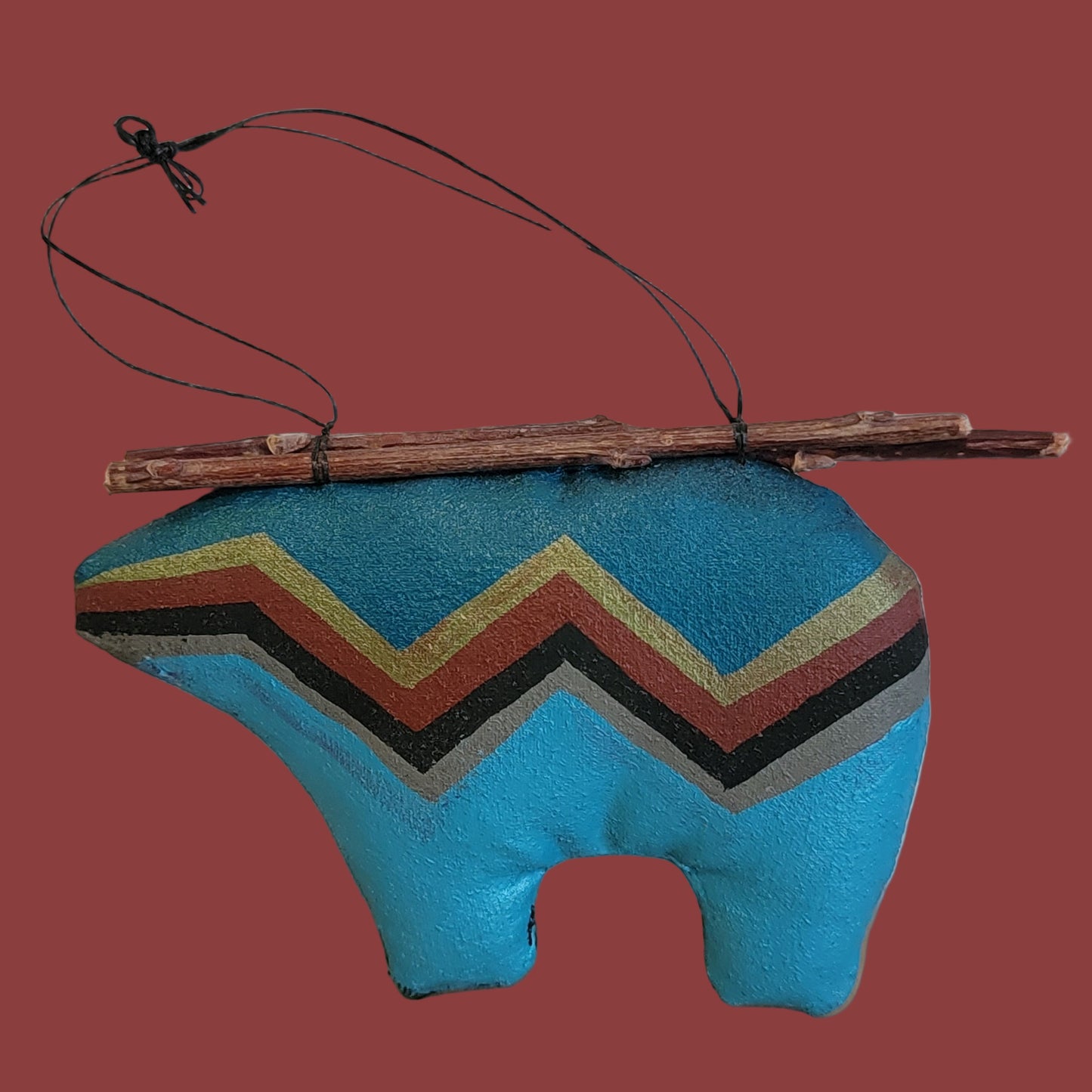 Bear Fetish Navajo Leather Holiday Ornament