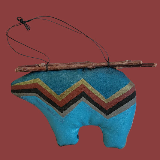 Bear Fetish Navajo Leather Holiday Ornament