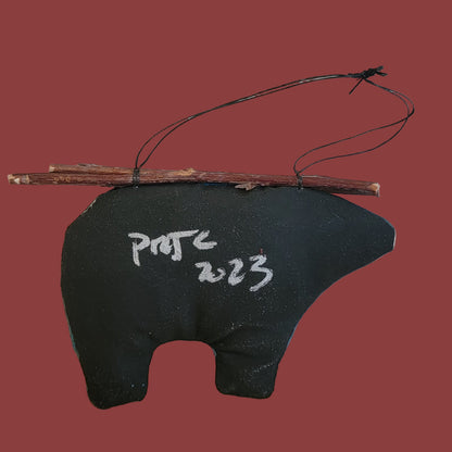 Bear Fetish Navajo Leather Holiday Ornament