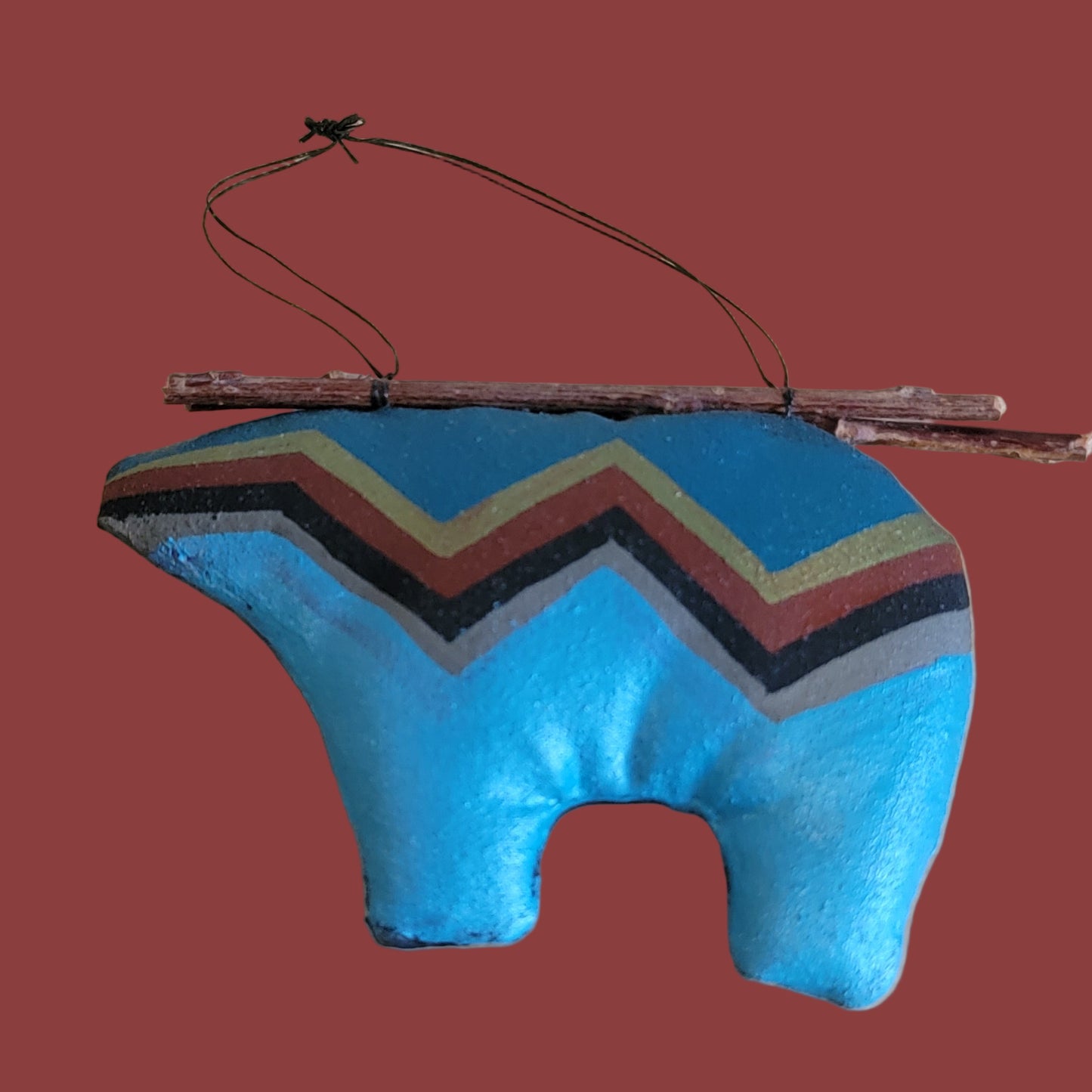 Bear Fetish Navajo Leather Holiday Ornament