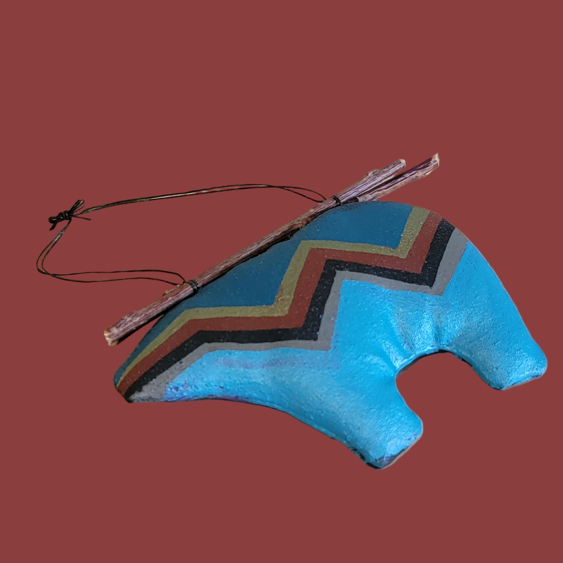 Bear Fetish Navajo Leather Holiday Ornament