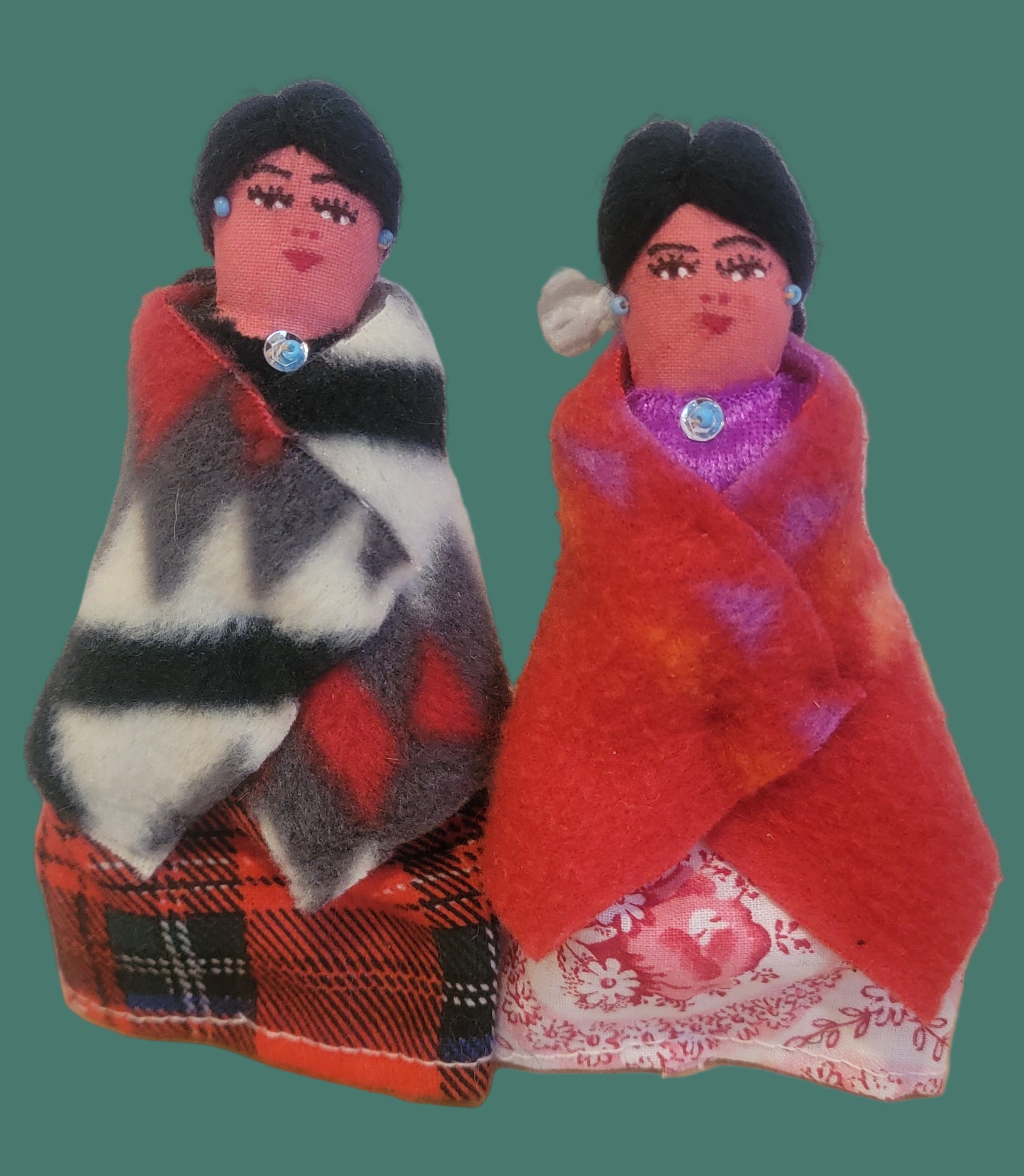 Set of Two Traditional Navajo Ladies Holiday Ornaments