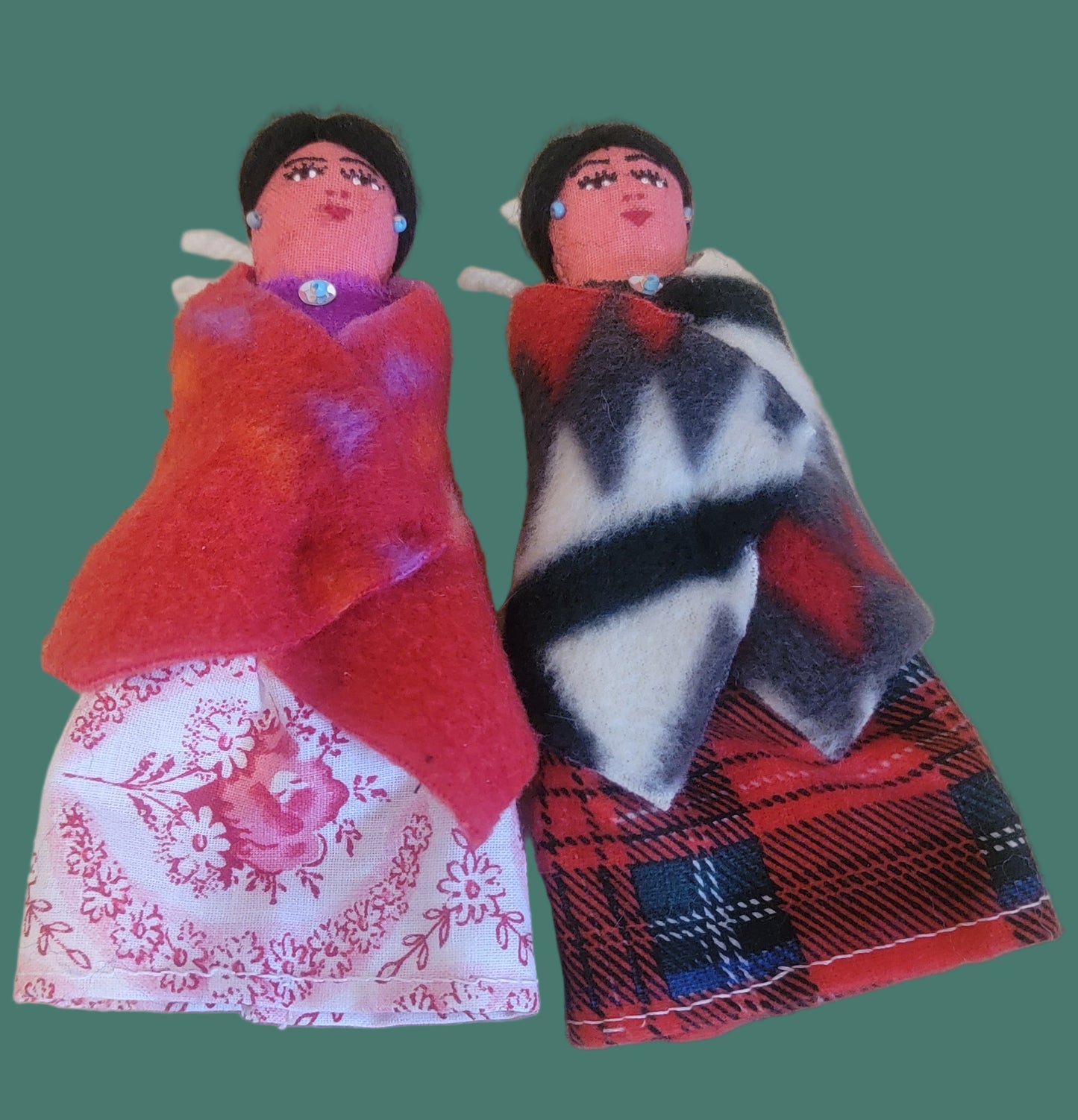 Set of Two Traditional Navajo Ladies Holiday Ornaments