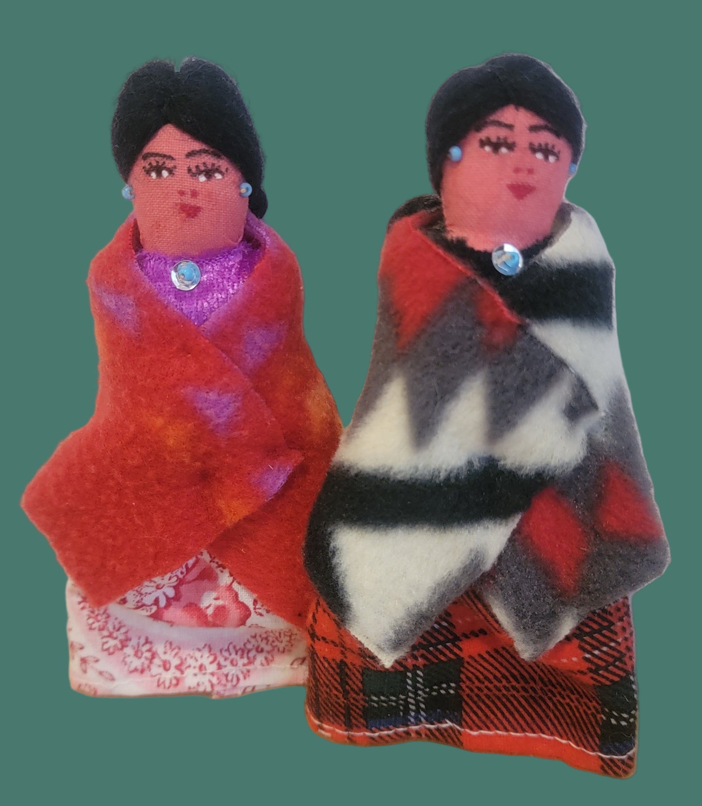 Set of Two Traditional Navajo Ladies Holiday Ornaments